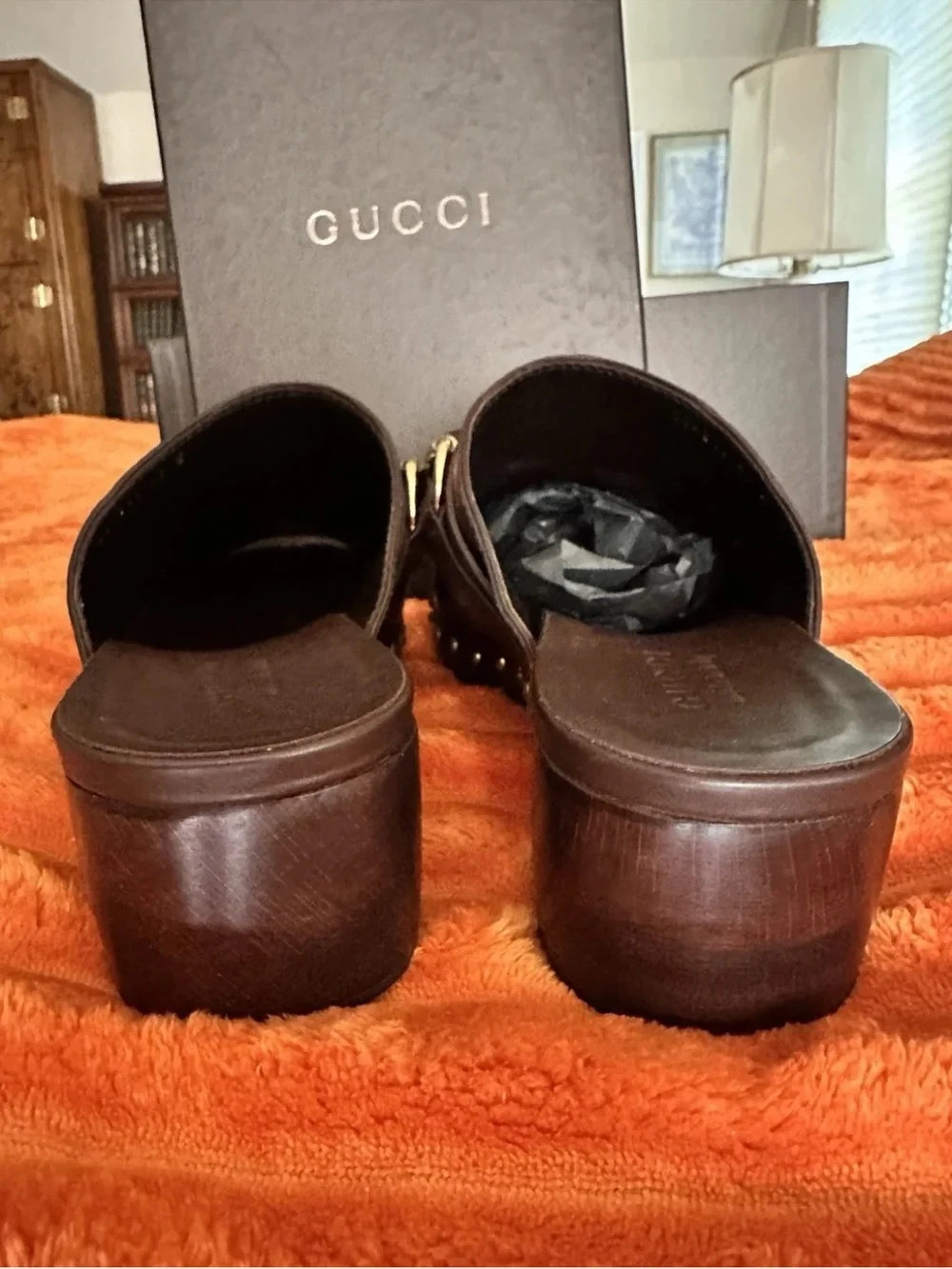 Gucci Dark Chestnut Velvet Textile with Black Label Patch